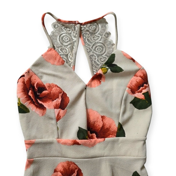 Blu Pepper Floral Mini Dress, Lace Racerback, Size XSmall - Picture 3 of 6